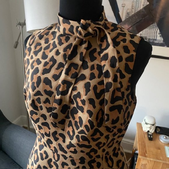 NWT Kate Spade Leopard Jacquard Knott Dress Size 2, K9725 Mainline - Picture 8 of 10